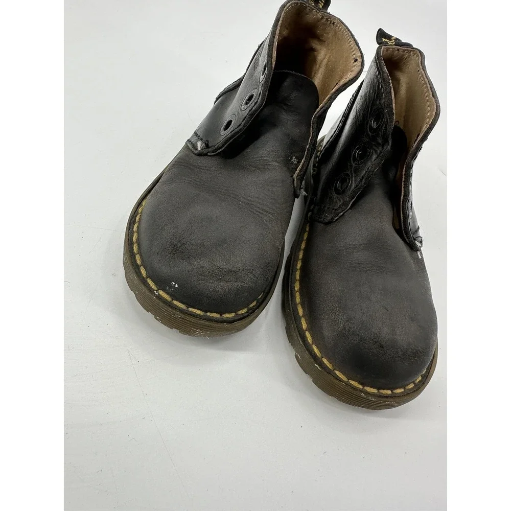 VTG Dr Martens 6453 AirWair Black Leather Ankle Boots Kids‎ Sz 9 Made in England
